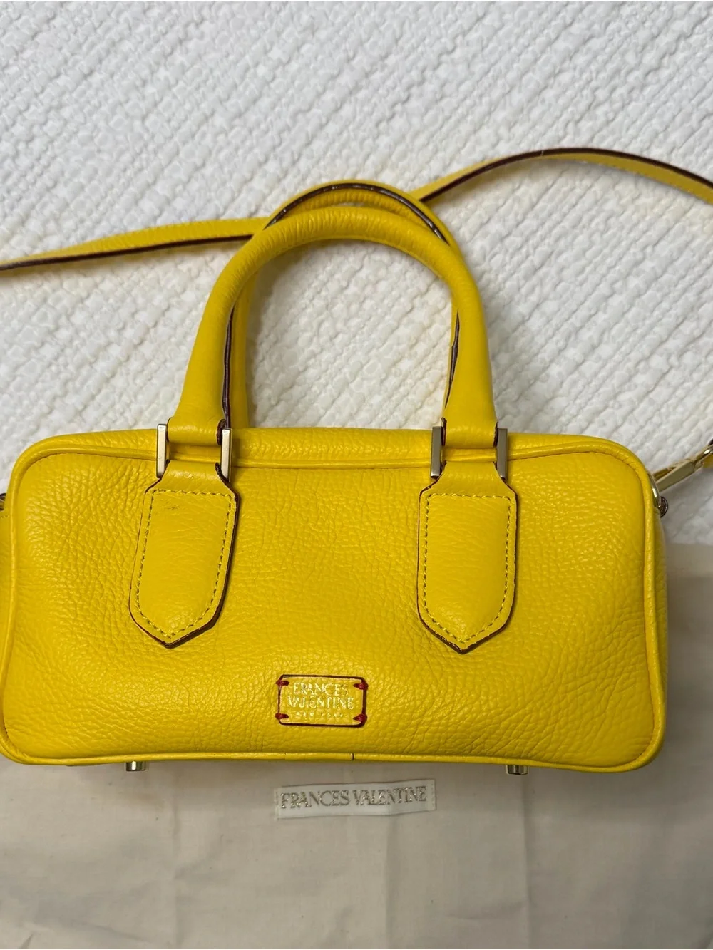 Frances Valentine Yellow Pebbled Leather Satchel with Top Handles